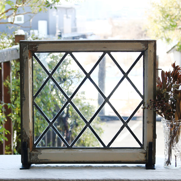 3枚あり!ダイヤ模様のステンドグラス イギリスアンティーク 54cm×50cm