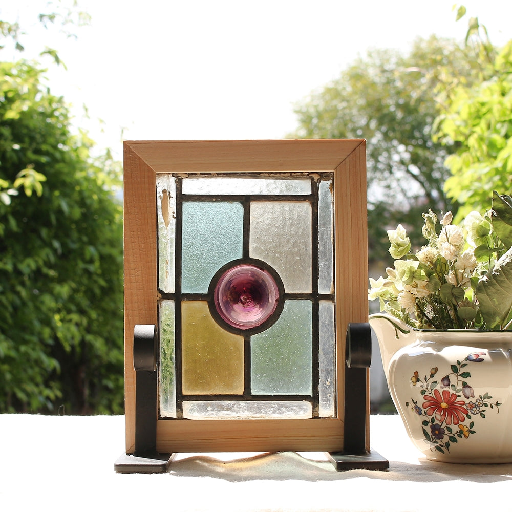 3枚あり!ロンデルのステンドグラス　イギリスアンティーク　18.5cm×24cm