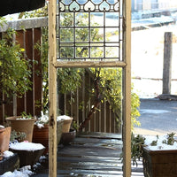 3枚あり!ハートと格子模様のステンドグラス　イギリスアンティーク　50.5cm×140.5cm