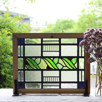 2枚あり！植物模様のステンドグラス　イギリスアンティーク　50cm×39cm