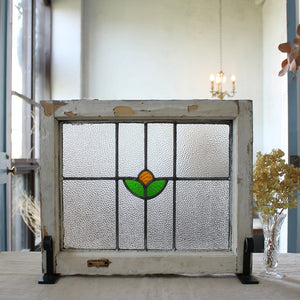 黄色い蕾のステンドグラス イギリスアンティーク 50cm×42cm