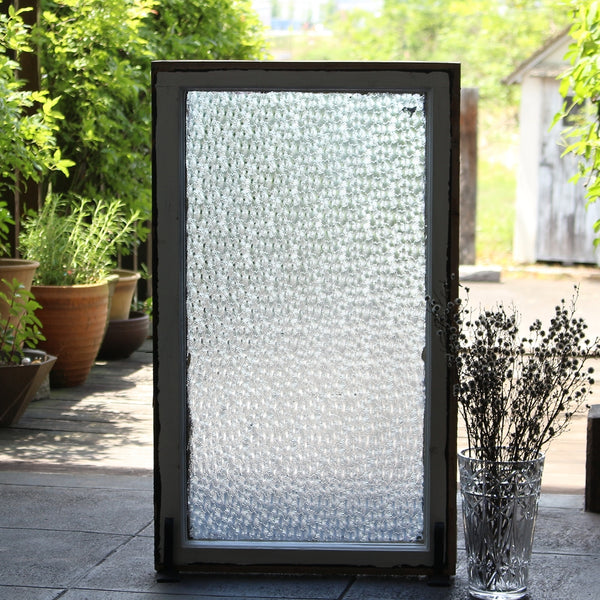 青い花ガラスのステンドグラス イギリスアンティーク 51cm×86.5cm