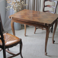 パーケットリーが素敵なドローリーフテーブル（DLT）（横幅79-157.5cm)　フランスアンティーク家具