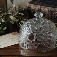 飴色に変化したガラスが美しいチーズドーム（直径15cm）　フランスアンティークガラス雑貨