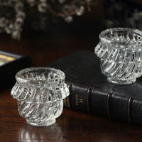 ラスト1点！ガラスの質感がとっても美しいマスタード入れ（直径6cm）　フランスアンティークガラス雑貨