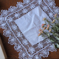 クロッシェレースの四角いクロス（44x44cm）　フランスアンティーク