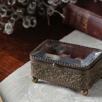 ガラスが素敵なジュエリーボックス（8x5.5cm）　フランスアンティークインテリア雑貨