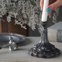 アールヌーボーデザインのエタンキャンドルスタンド（高さ13.5cm）　フランスアンティークインテリア雑貨