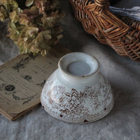 シックな茶色柄カフェオレボウル（直径11.5cm）　フランスアンティーク食器