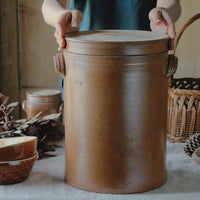 1920年代大きな蓋付き食品保存容器（高さ38cm）　フランスアンティークキッチン陶器雑貨