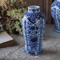 デルフト焼きの細身デザインフラワーポット（高さ27cm）　オランダアンティーク陶器