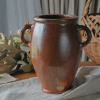 1920年代両手付き食品保存ポット（高さ28cm）　フランスアンティークキッチン陶器雑貨