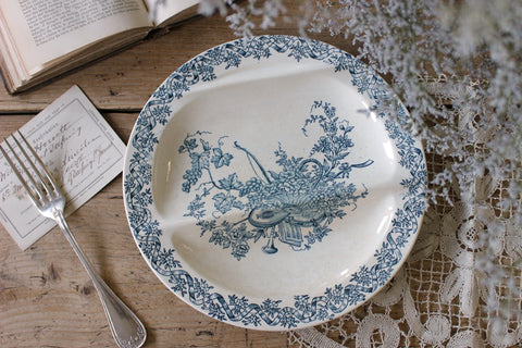 LONGWY窯ルイ16世シリーズのセパレート皿（直径25.5cm）　フランスアンティーク陶器雑貨