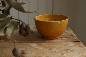 蜂蜜色ヴァロリス陶器のカフェオレボウル（直径17cm）　フランスアンティーク食器