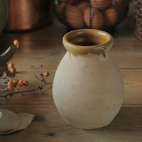 ぽってりとした素焼きポット（高さ15cm）　フランスアンティークキッチン陶器雑貨