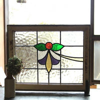 美しい多色模様のオーナメント柄ステンドグラス イギリスアンティーク(住宅窓）57cm×47.5cm