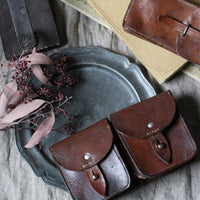 レザーバッグ　革　ブラウン　ポシェット　2ポケット　イギリスアンティーク雑貨