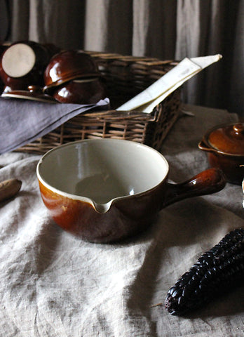 DENBY（デンビー）の茶色の片手鍋　イギリスアンティーク雑貨　陶器