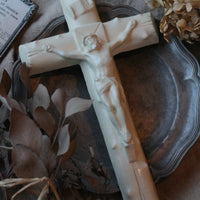 インテリアとして！象牙風白いクロス（十字架）　フランスアンティークインテリア雑貨