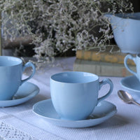 ラスト1点！グレイッシュな水色が素敵なC&S（カップ＆ソーサー）　イギリスアンティーク陶器