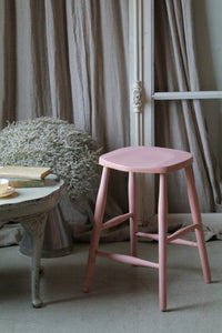 ベビーピンクのペイントが可愛いスツール（椅子）　イギリスアンティーク家具