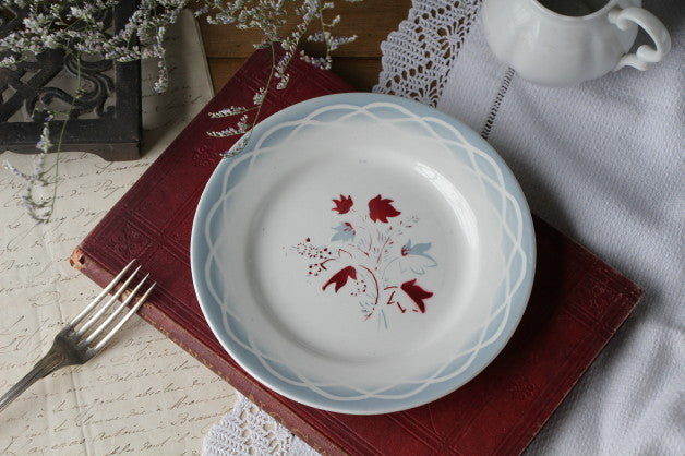 花束のような絵がデザインされたサルグミンヌプレート（皿）　フランスアンティーク食器