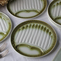 3枚あり！品のある落ち着いたデザインのムーランデルー窯アスパラガスプレート（皿）　フランスアンティーク食器（陶器）