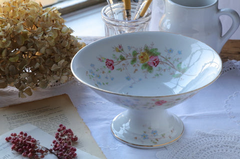 花模様の色鮮やかなコンポート　フランスアンティーク食器　花器　陶器