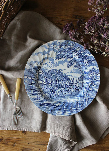イギリスアンティーク食器 ブルー＆ホワイトプレート（皿） MYOTT