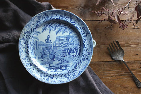 イギリスアンティーク食器　ウォームプレート（皿）　SEMI-CHINA　1820年代