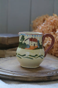 お家の絵が可愛いトーキーのミルクジャグ　イギリスアンティーク食器