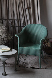 タグ付き！ブルーグリーンカラーのロイドルームチェア（椅子）　イギリスアンティーク家具