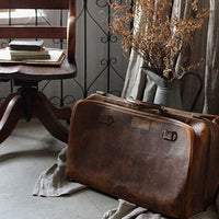 １９３０年代味のある革が素敵なレザーバッグ　イギリスアンティークインテリア雑貨