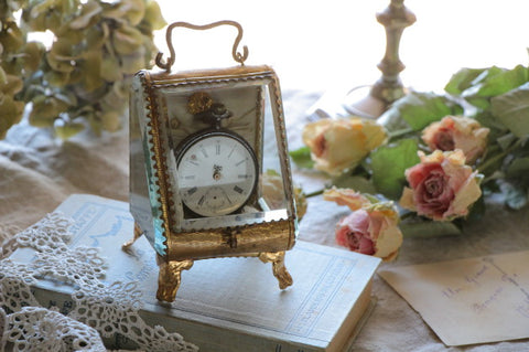 時計用ベベルガラスボックス（オルモル）　フランスアンティークガラス雑貨