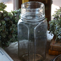 フラワーベースに最適な気泡入りガラスJAR（ガラス瓶）　フランスアンティークガラス雑貨