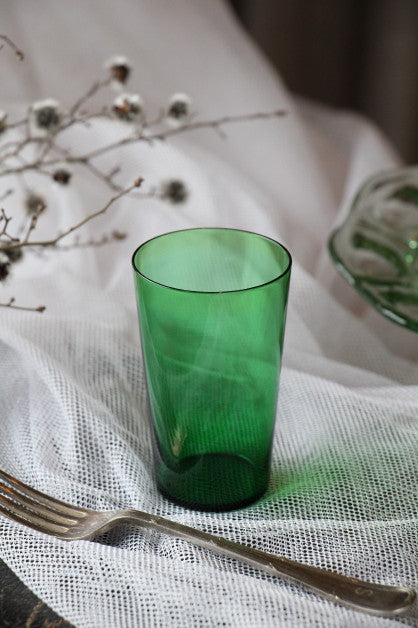 深緑色のヴィクトリアンブリストルグラス（器）　イギリスアンティークガラス食器