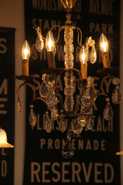 アンティーク　テーブルシャンデリア　4灯　ガラス テーブルライト LED 対応 ガラス シャンデリア 4灯 テーブル