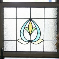 爽やかな色合いの蕾のステンドグラス イギリスアンティーク(住宅窓) 62cm×54.5cm