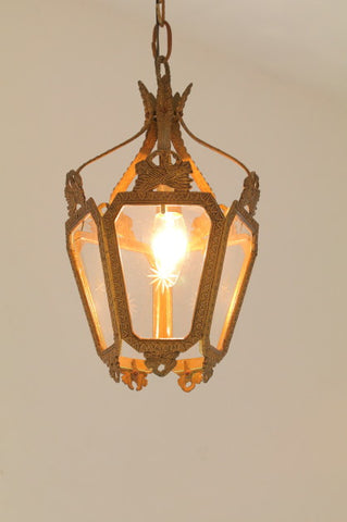 風合い感じる真鍮のランプ　フランスアンティーク照明（ライト）