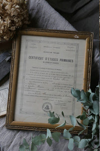 1937年の証明書入りゴールドフレーム（額縁）　フランスアンティークインテリア雑貨