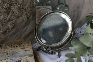 手鏡としても使える小さな卓上スタンドミラー（鏡）　フランスアンティーク雑貨