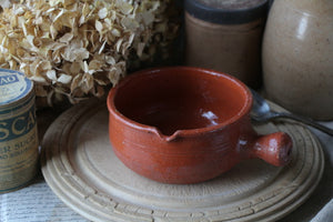素朴な南仏の素焼き片手鍋　フランスアンティーク陶器