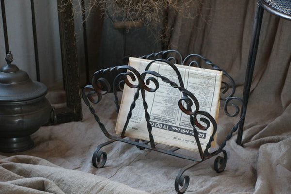 フランスヴィンテージ マガジンラック 籐 アイアン フランス ヴィンテージ アイアン ラタン 藤 マガジンラック 雑誌
