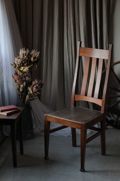 シンプルなオーク材ハイバックチェア（椅子）　イギリスアンティーク家具