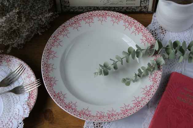 サルグミンヌ窯　存在感溢れる花模様の大皿（プレート）　フランスアンティーク食器