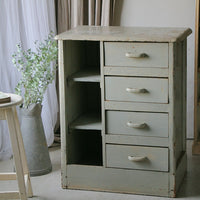 １９４０年代シャービーな雰囲気が素敵なグレーペイントのチェスト　イギリスアンティーク家具