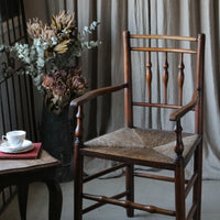 1890年代アーム付きの素敵なストローチェア（椅子）　イギリスアンティーク家具