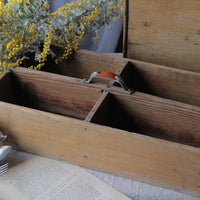 オールドパイン材カトラリーボックス（39.5x21.5cm）　イギリスアンティークインテリア雑貨