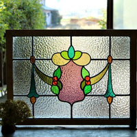 2枚あり！存在感のある美しい多色模様ステンドグラス イギリスアンティーク(住宅窓）約67.5cm×50cm