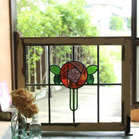 可愛らしい丸いバラのステンドグラス 　イギリスアンティーク(住宅窓)　 64.5cm×54.5cm